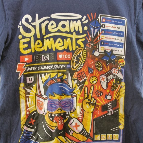 2022 Twitch Con -‎ Stream Elements T Shirt Large Blue - Picture 2 of 6